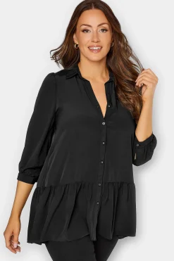 M&Co Womens M&Co Black Frill Hem Shirt