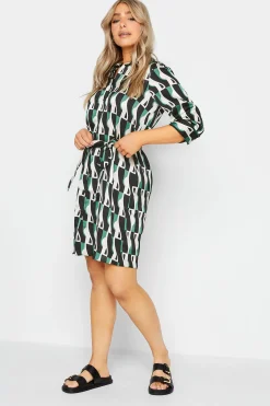 M&Co Womens M&Co Black Geometric Print Tie Tunic Shirt Dress