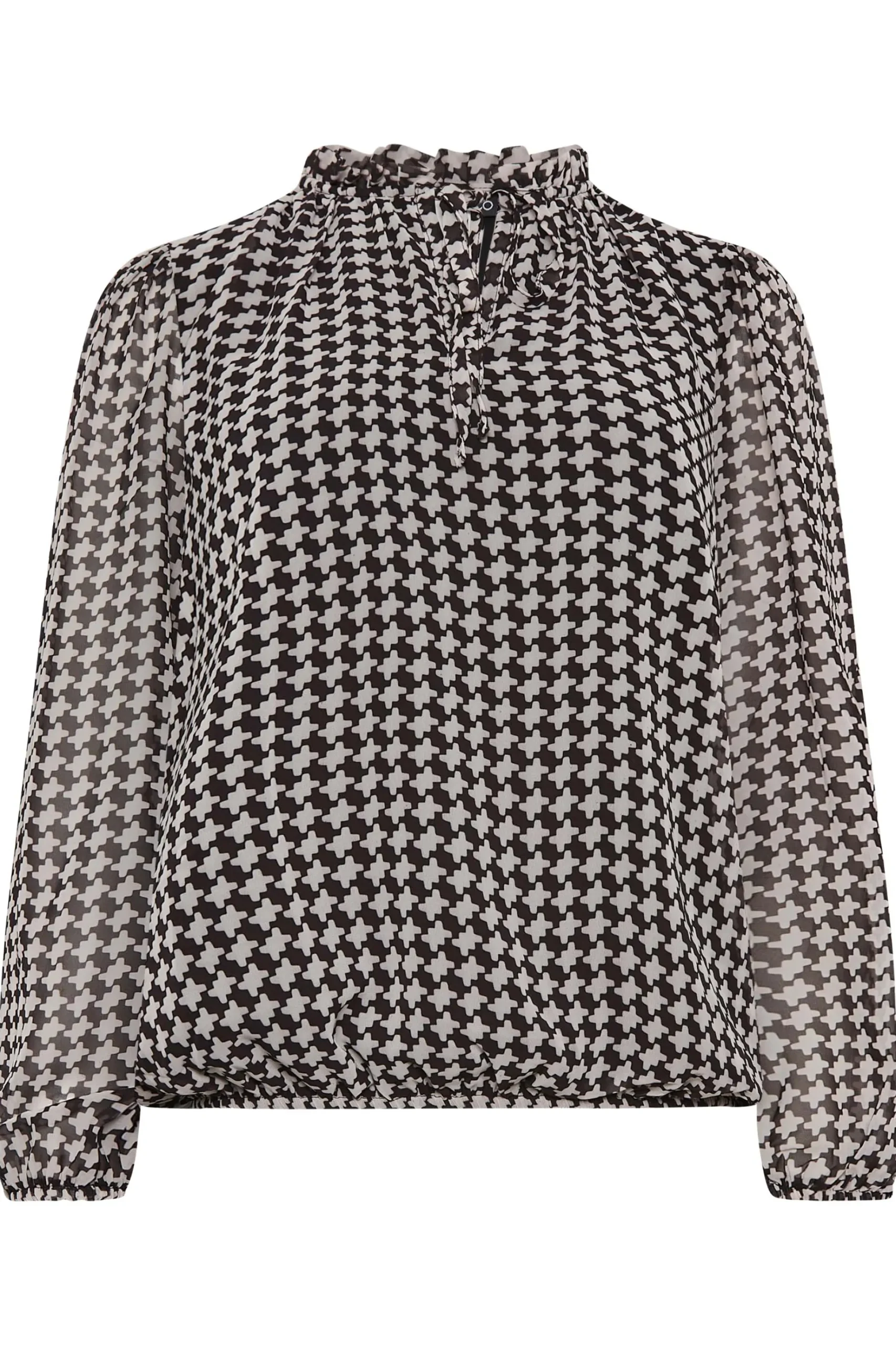 M&Co Womens M&Co Black Geometric Print Tie Neck Blouse