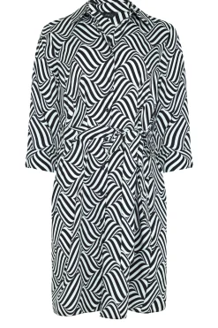 M&Co Womens M&Co Black Geometric Print Tie Waist Shirt Dress