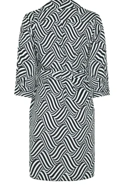 M&Co Womens M&Co Black Geometric Print Tie Waist Shirt Dress