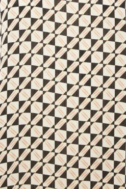 M&Co Womens M&Co Black Geometric Print High Neck Satin Blouse