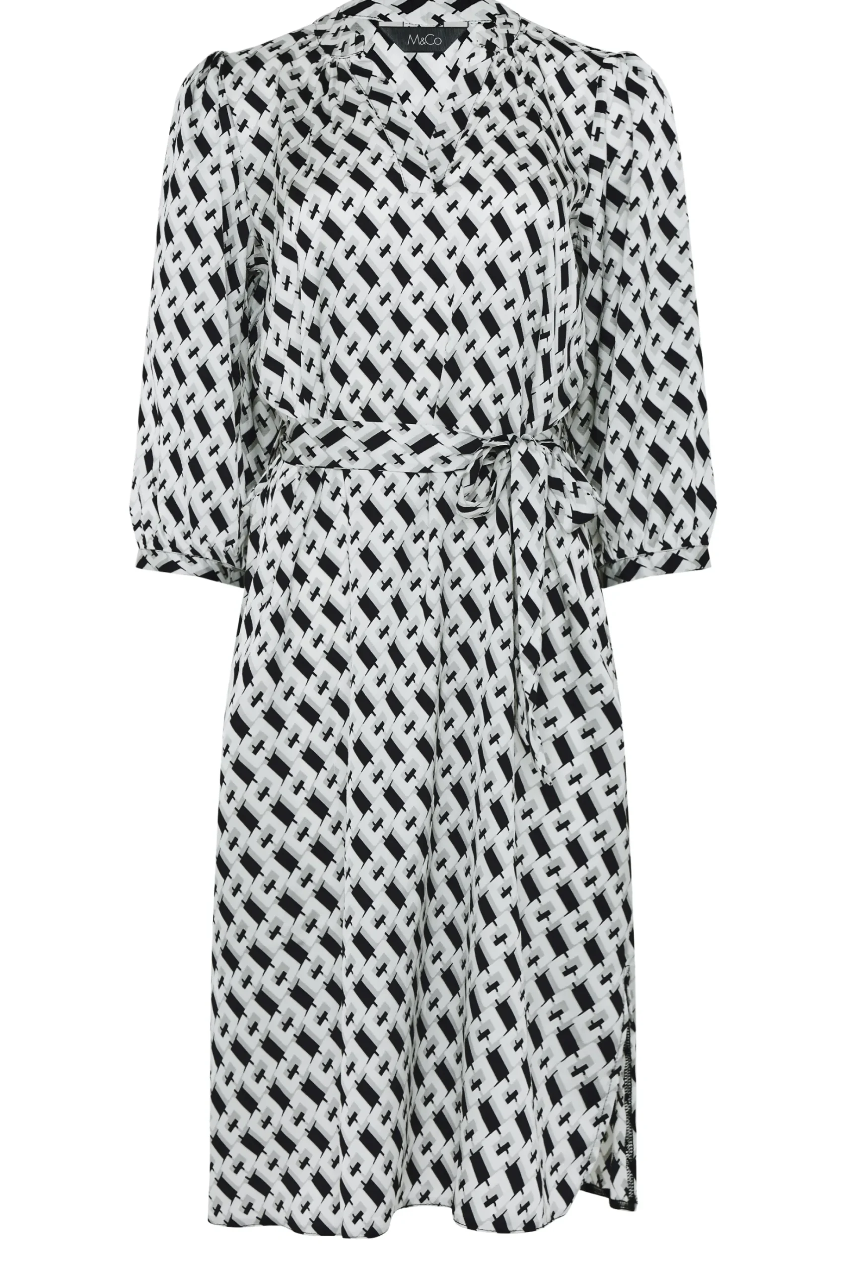 M&Co Womens M&Co Black Geometric Print Satin Tunic Dress