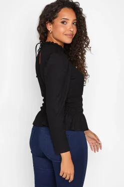M&Co Womens M&Co Black High Frill Neck Blouse