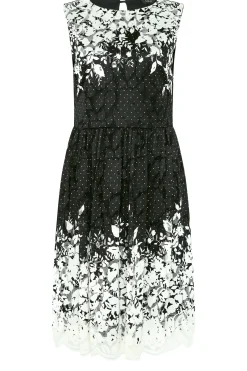 M&Co Womens M&Co Black Lace Border Midi Dress