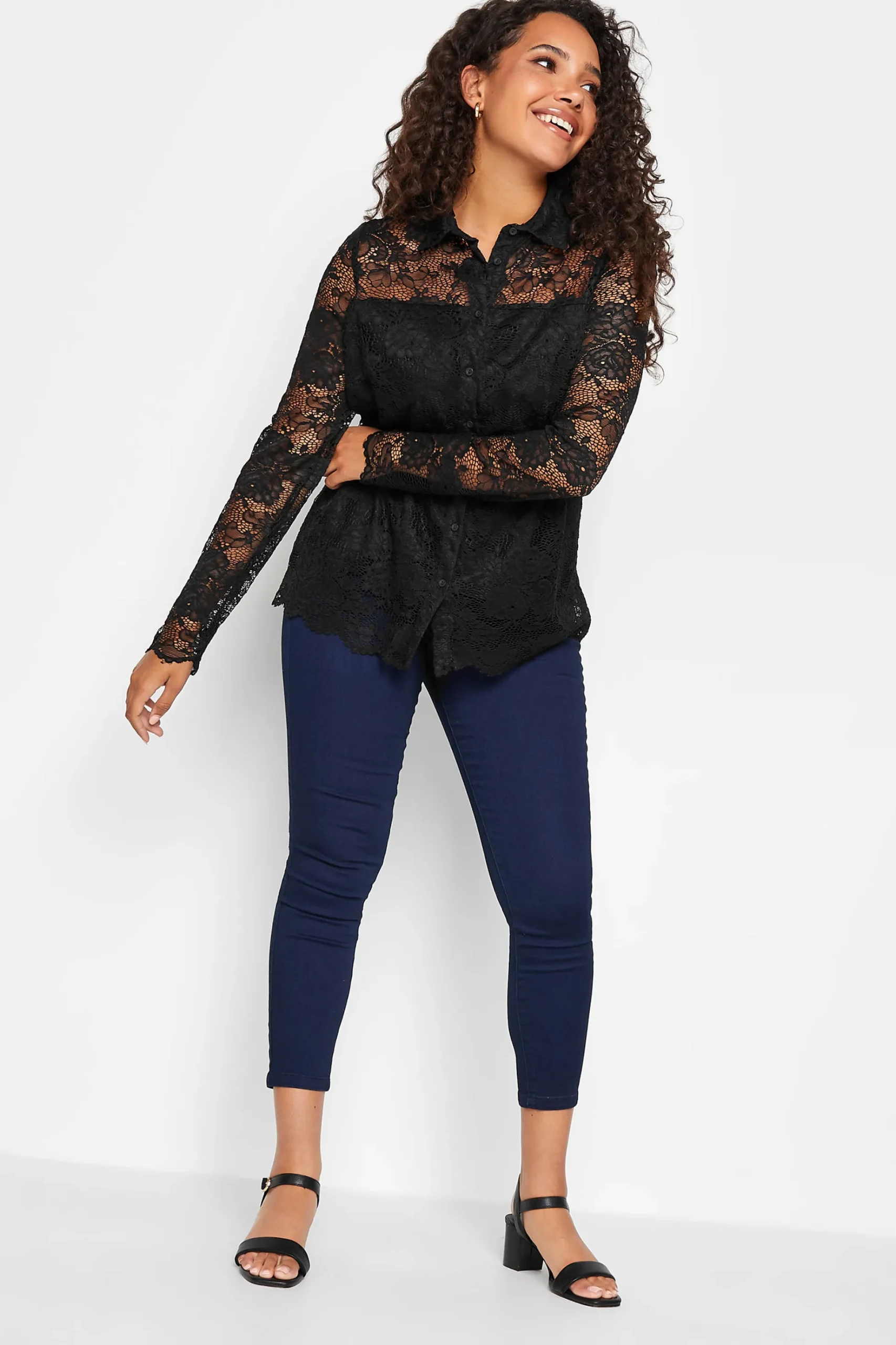M&Co Womens M&Co Black Lace Shirt