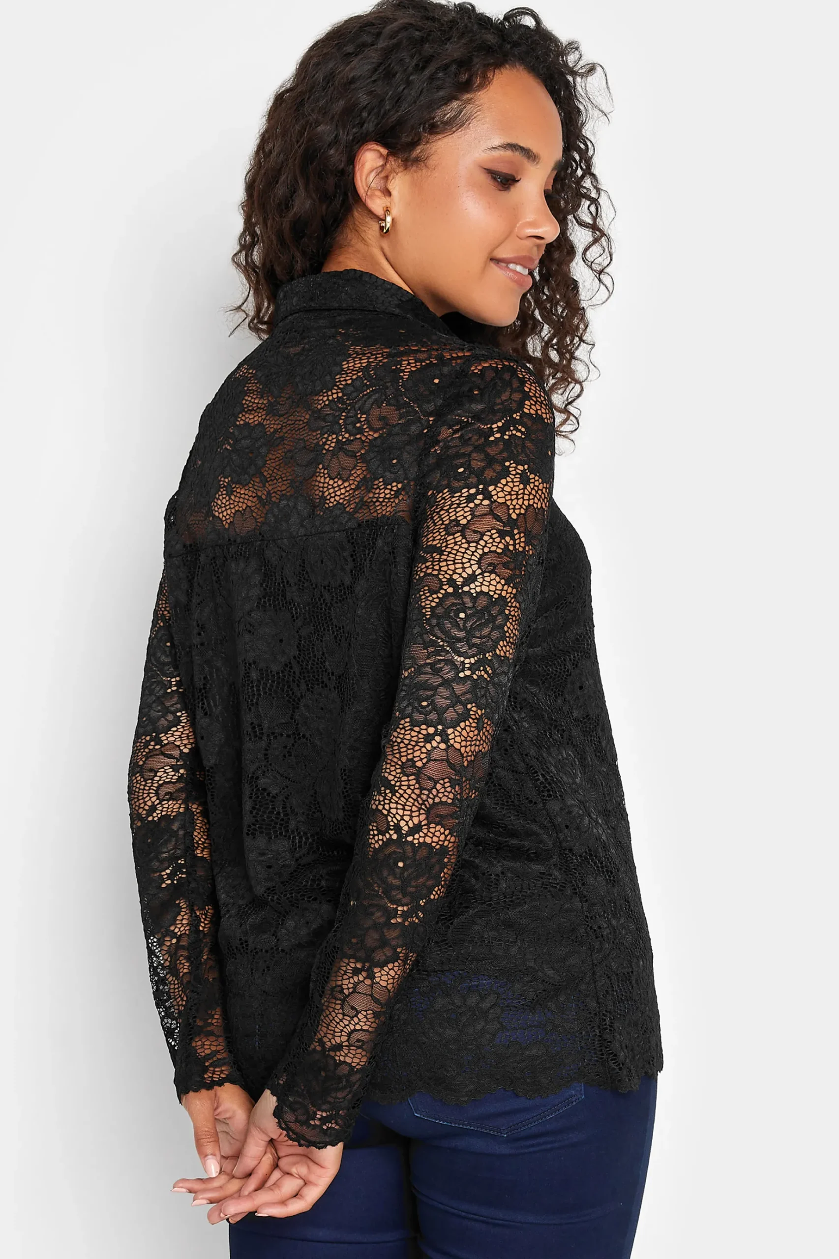 M&Co Womens M&Co Black Lace Shirt