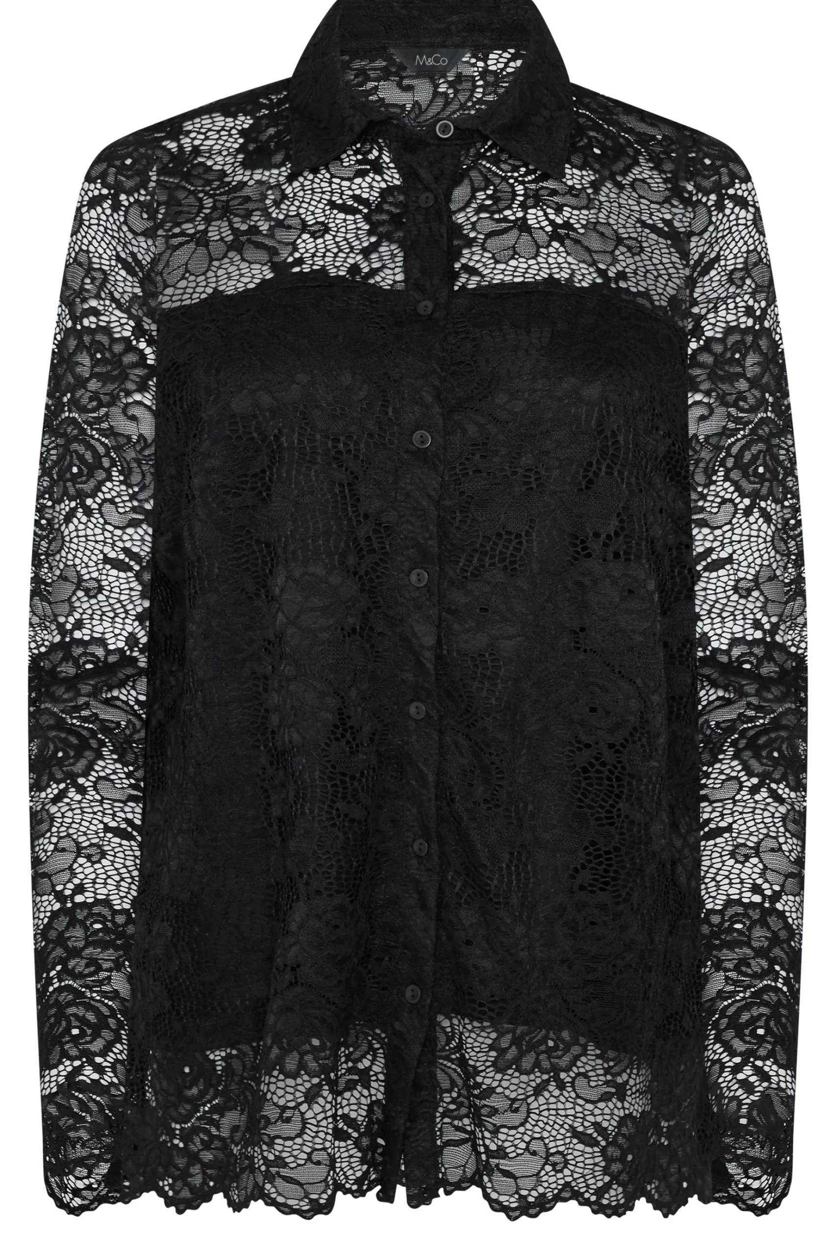 M&Co Womens M&Co Black Lace Shirt