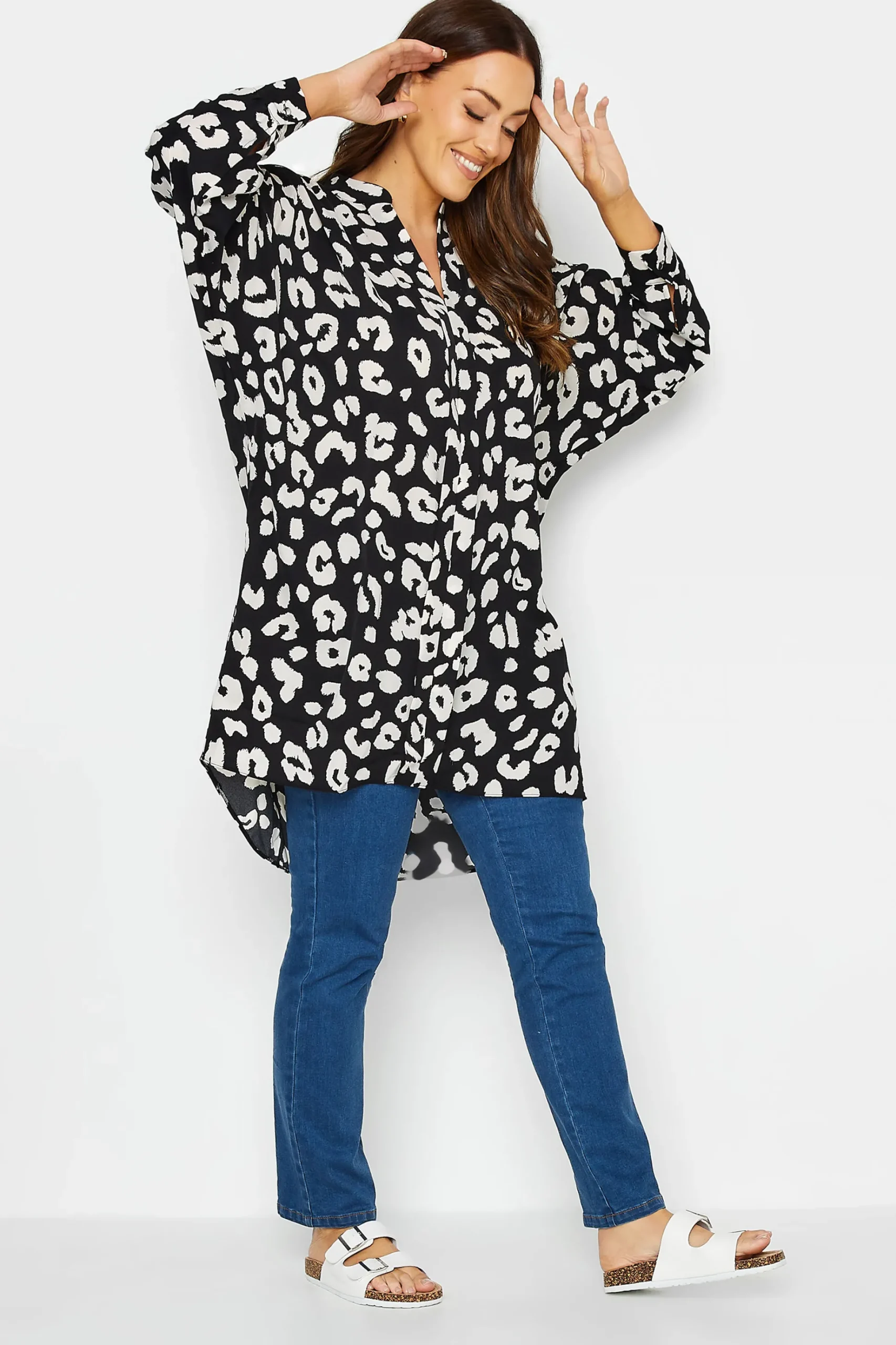 M&Co Womens M&Co Black Leopard Print Blouse