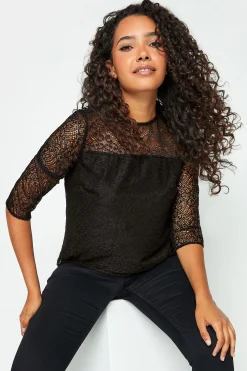 M&Co Womens M&Co Black Long Sleeve Lace Blouse