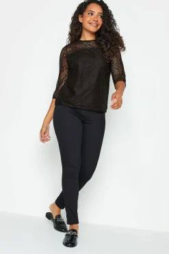 M&Co Womens M&Co Black Long Sleeve Lace Blouse
