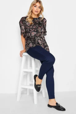 M&Co Womens M&Co Black Paisley Print Angel Sleeve Blouse
