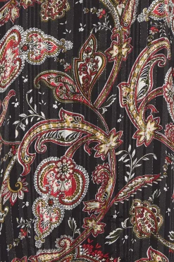 M&Co Womens M&Co Black Paisley Print Angel Sleeve Blouse