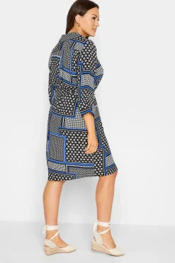 M&Co Womens M&Co Black Patchwork Print Belted Tunic Shirt Dress