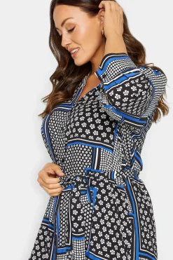 M&Co Womens M&Co Black Patchwork Print Belted Tunic Shirt Dress