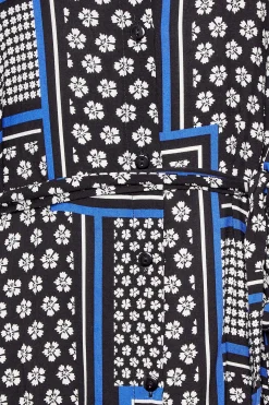 M&Co Womens M&Co Black Patchwork Print Belted Tunic Shirt Dress