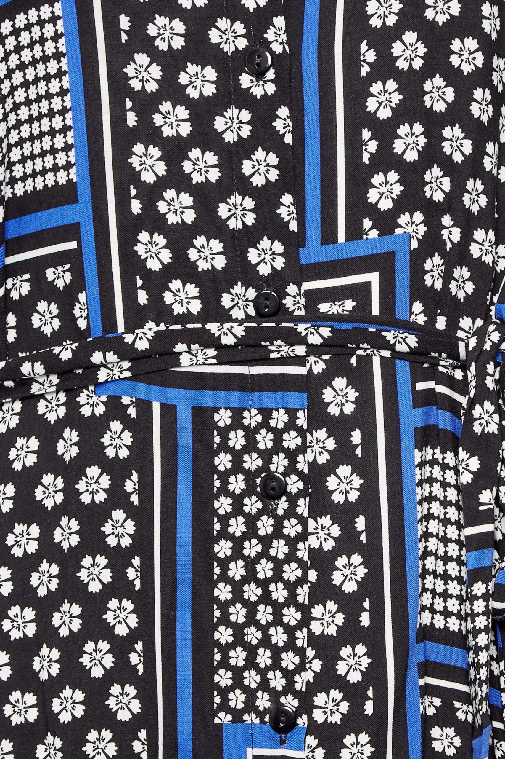 M&Co Womens M&Co Black Patchwork Print Belted Tunic Shirt Dress