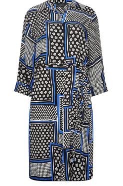 M&Co Womens M&Co Black Patchwork Print Belted Tunic Shirt Dress