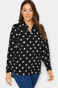 M&Co Womens M&Co Black Polka Dot Tie Belt Shirt