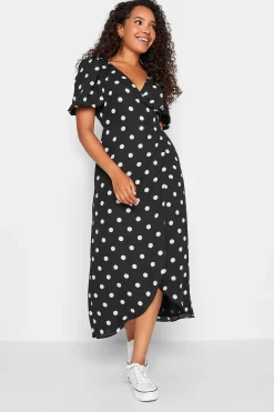 M&Co Womens M&Co Black Polka Dot Wrap Dress