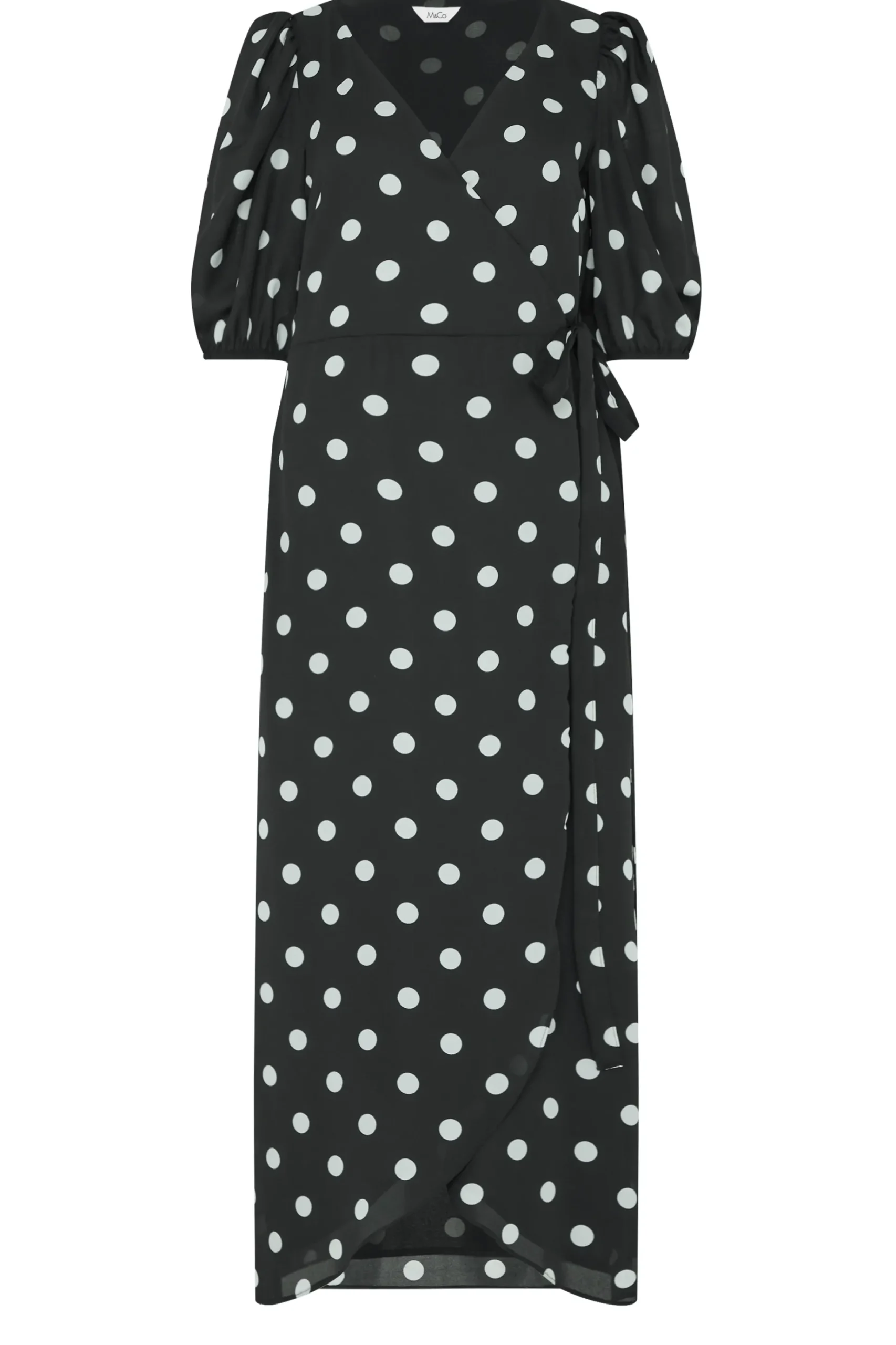 M&Co Womens M&Co Black Polka Dot Wrap Dress