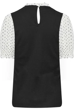 M&Co Womens M&Co Black Polka Dot Sleeve Blouse