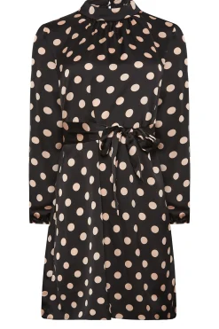 M&Co Womens M&Co Black Polka Dot Print High Neck Tunic Blouse