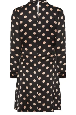 M&Co Womens M&Co Black Polka Dot Print High Neck Tunic Blouse