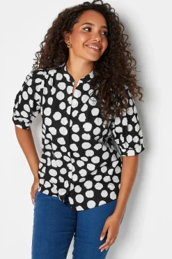 M&Co Womens M&Co Black Polka Dot Puff Sleeve Shirt