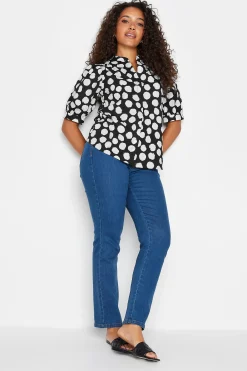 M&Co Womens M&Co Black Polka Dot Puff Sleeve Shirt