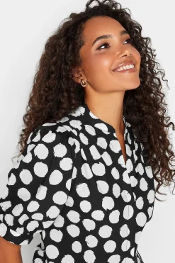 M&Co Womens M&Co Black Polka Dot Puff Sleeve Shirt