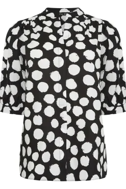 M&Co Womens M&Co Black Polka Dot Puff Sleeve Shirt