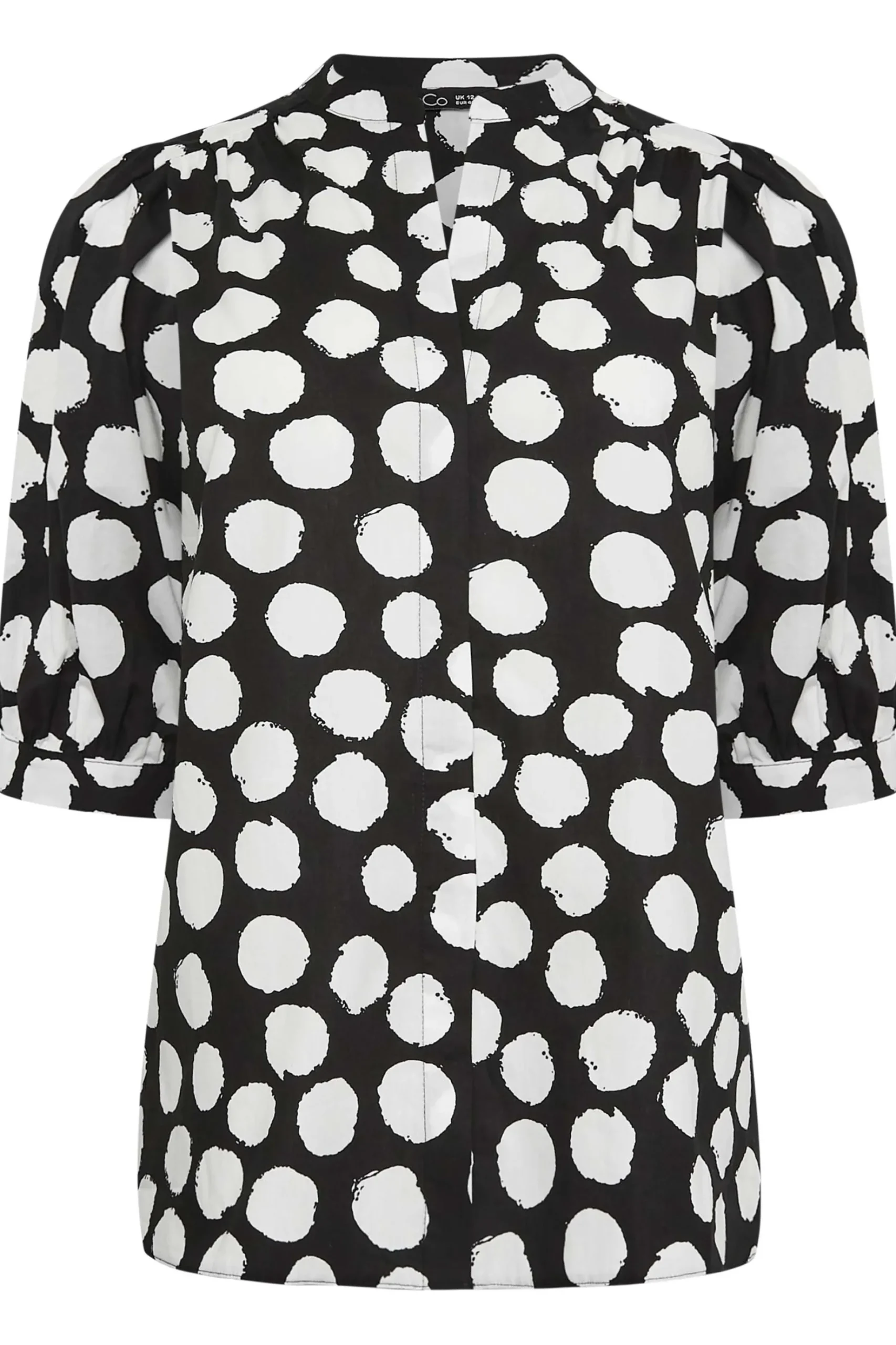 M&Co Womens M&Co Black Polka Dot Puff Sleeve Shirt