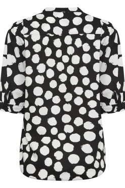 M&Co Womens M&Co Black Polka Dot Puff Sleeve Shirt