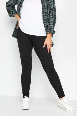 M&Co Womens M&Co Black Ponte Seam Detail Leggings
