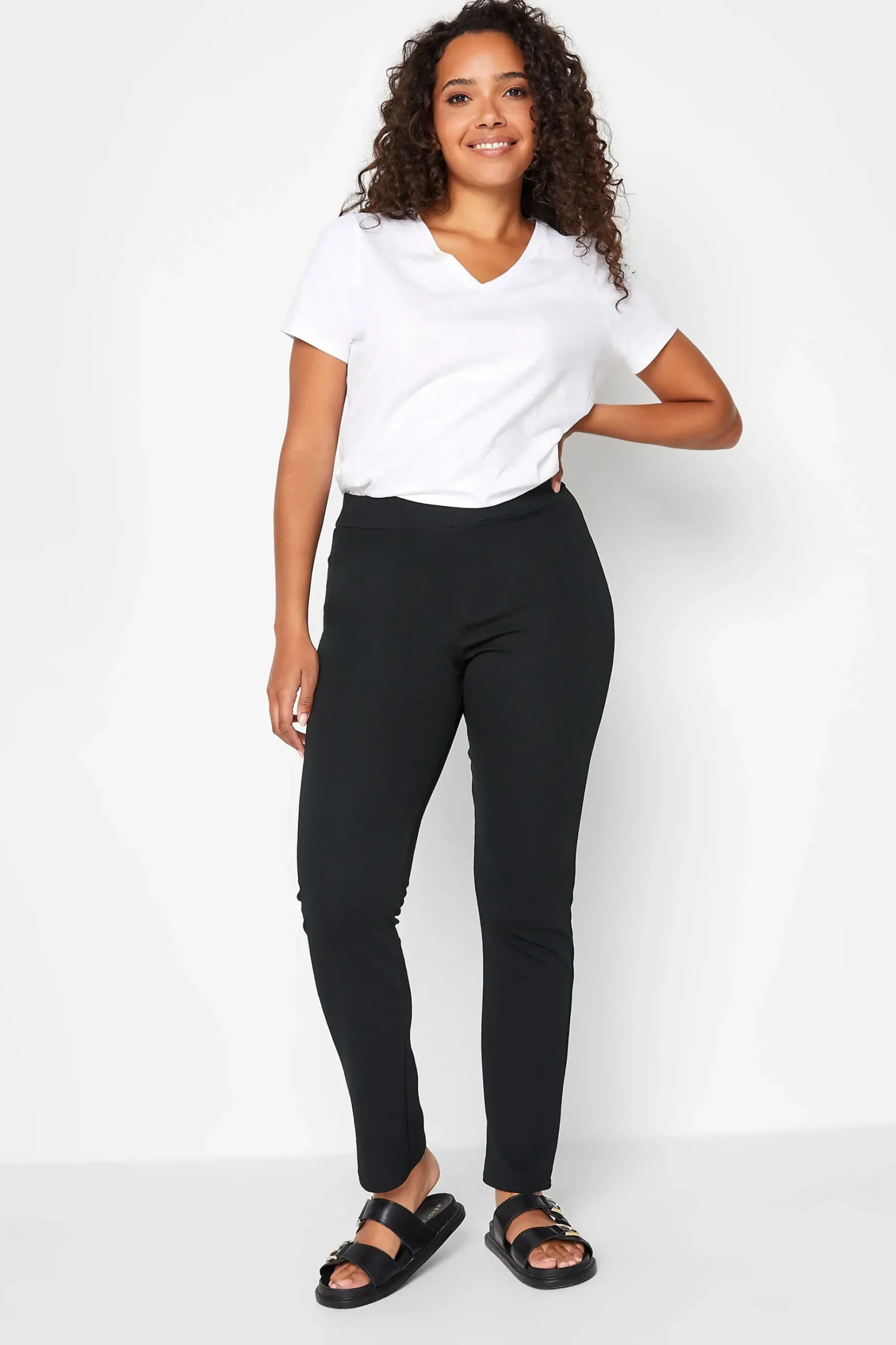 M&Co Womens M&Co Black Pull-On Slim Leg Trousers