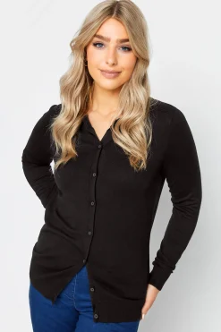 M&Co Womens M&Co Black Ribbed Shoulder Cardigan