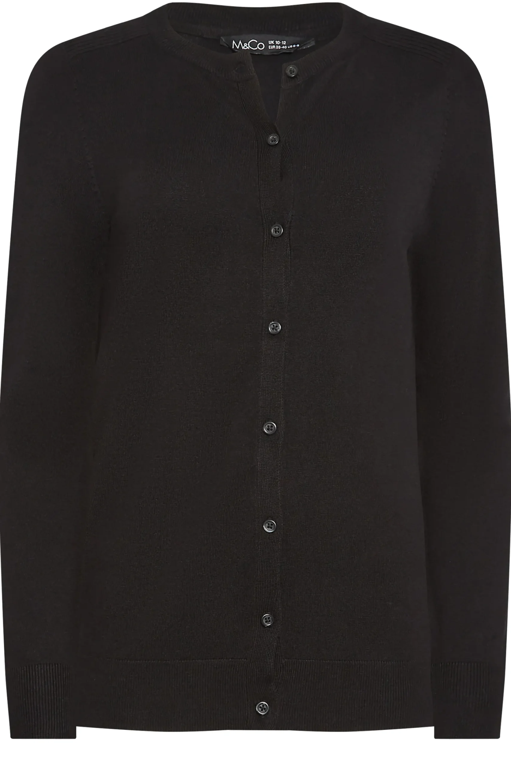M&Co Womens M&Co Black Ribbed Shoulder Cardigan