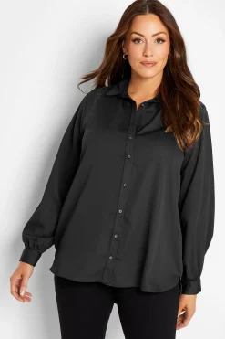 M&Co Womens M&Co Black Satin Button Through Shirt