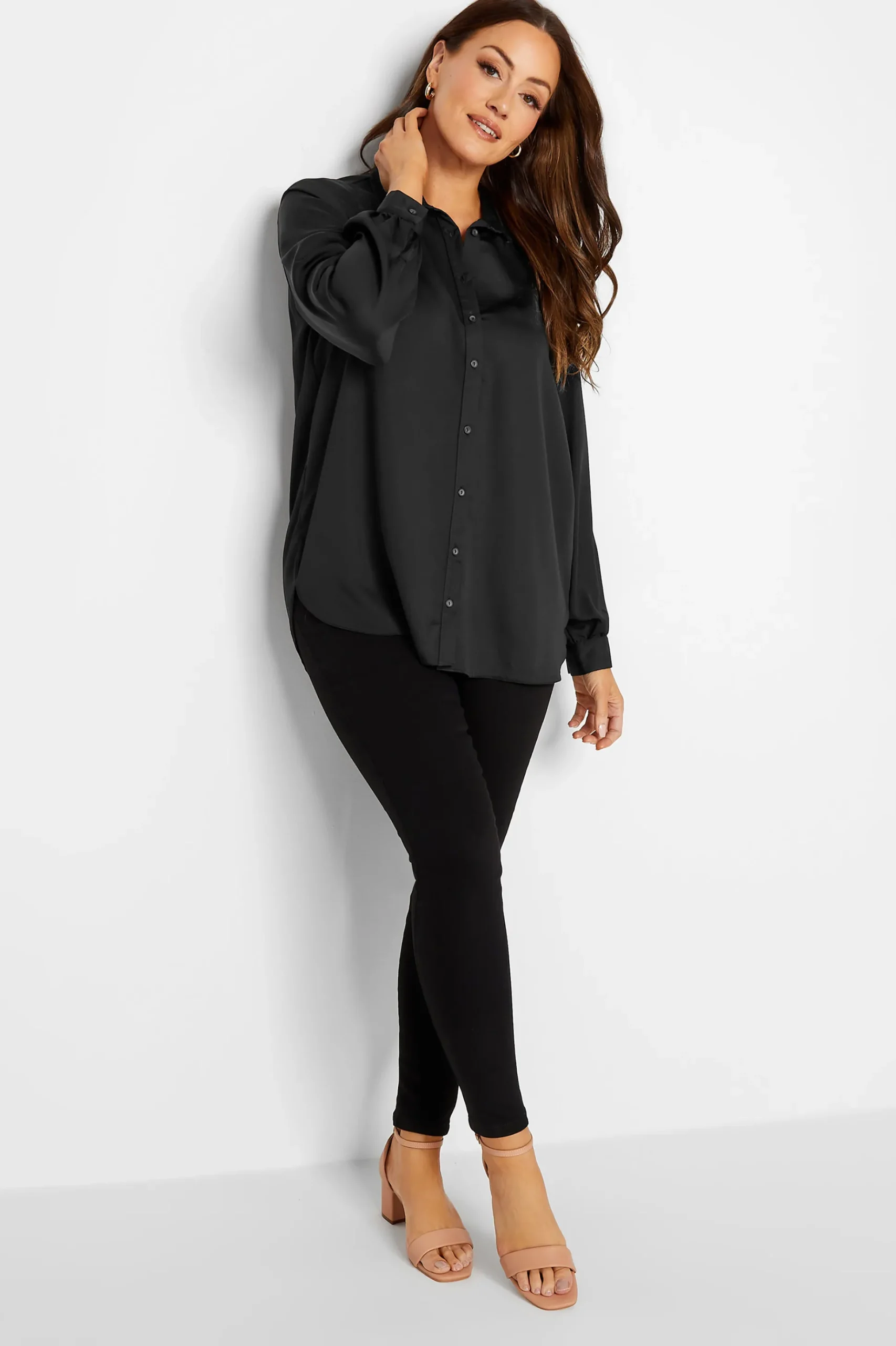 M&Co Womens M&Co Black Satin Button Through Shirt
