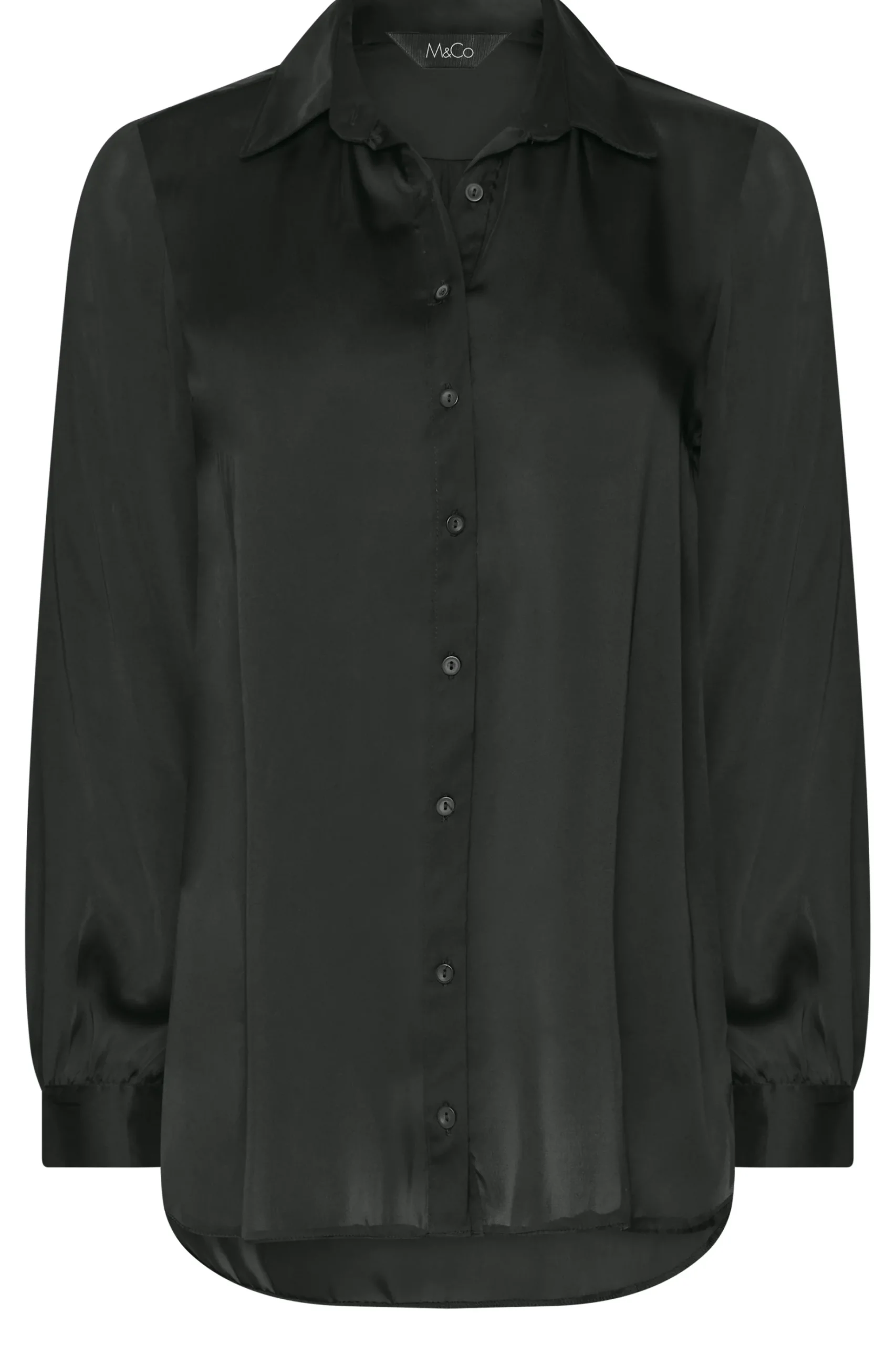 M&Co Womens M&Co Black Satin Button Through Shirt