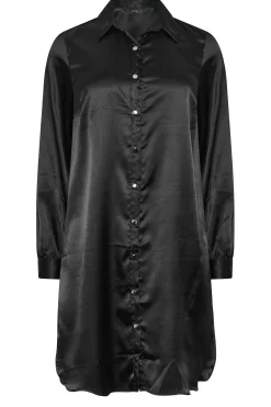 M&Co Womens M&Co Black Satin Dipped Hem Shirt