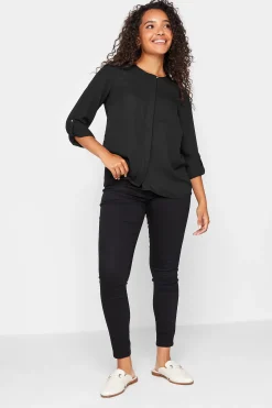 M&Co Womens M&Co Black Satin Contrast Panel Shirt