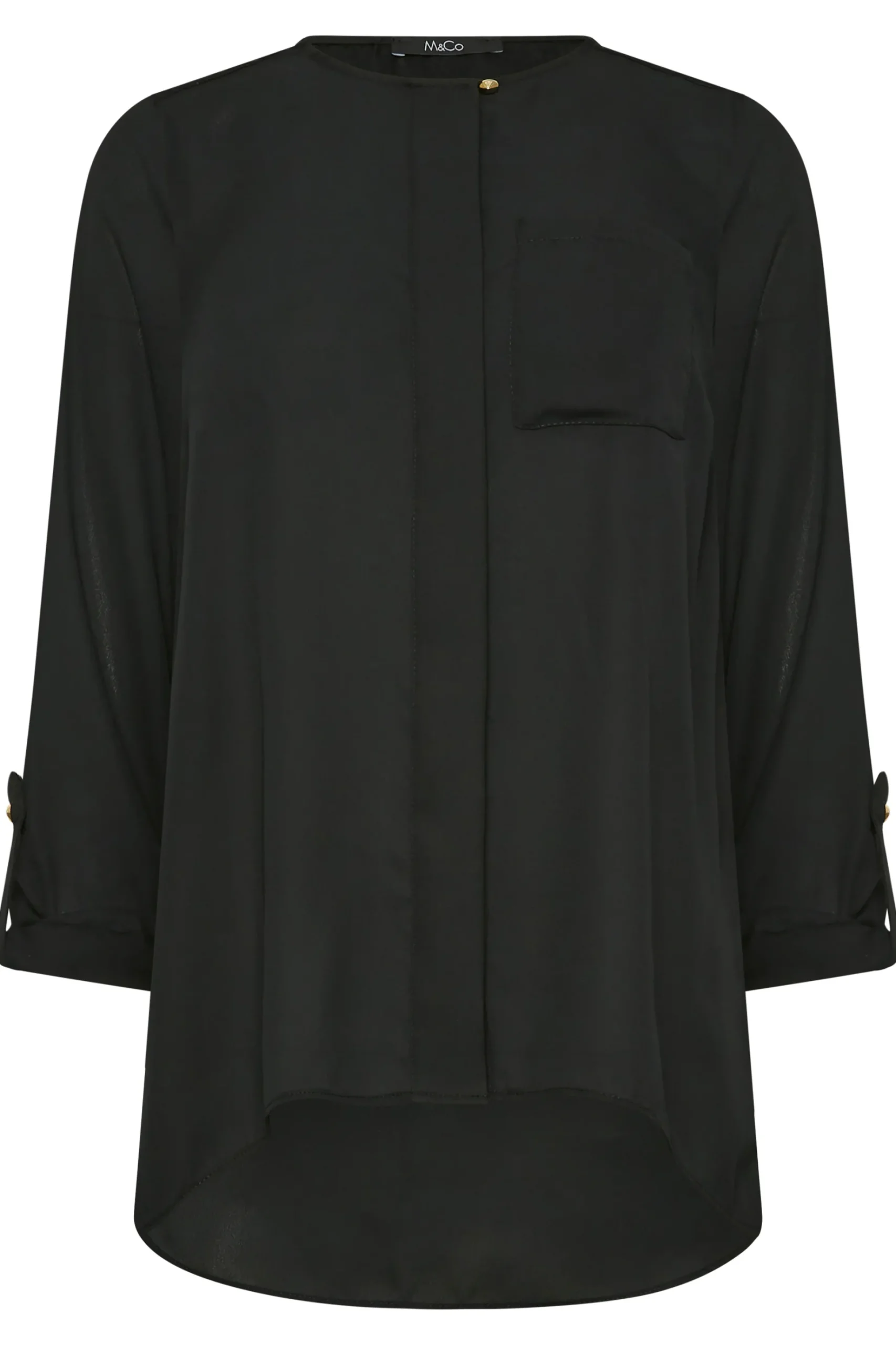 M&Co Womens M&Co Black Satin Contrast Panel Shirt