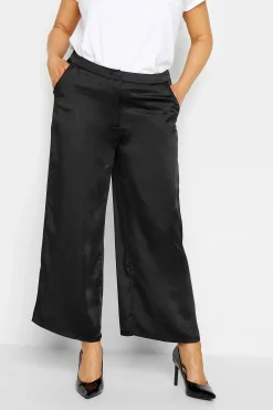 M&Co Womens M&Co Black Satin Wide Leg Trousers