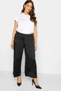 M&Co Womens M&Co Black Satin Wide Leg Trousers