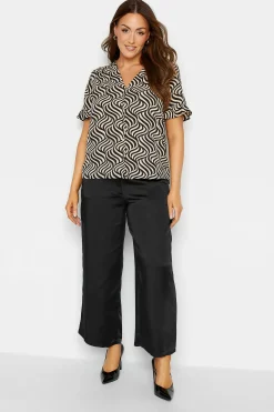 M&Co Womens M&Co Black Satin Wide Leg Trousers
