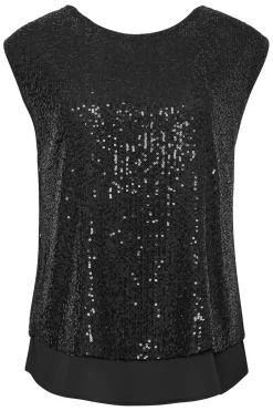 M&Co Womens M&Co Black Sequin Tie Back Top