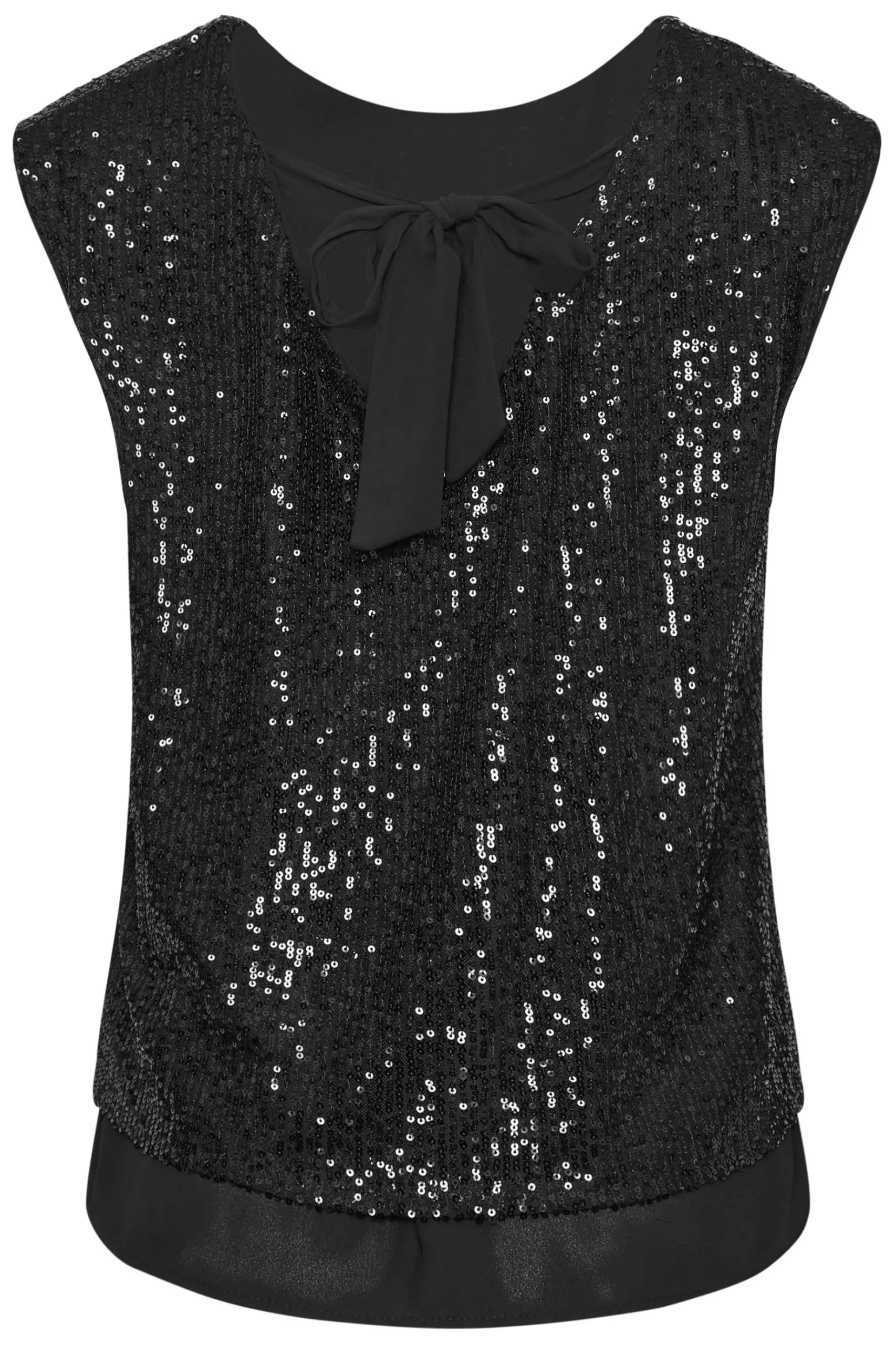 M&Co Womens M&Co Black Sequin Tie Back Top