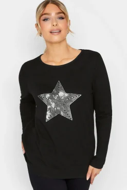 M&Co Womens M&Co Black Sequin Star Soft Touch Jumper